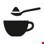 Icon einer Kaffeetasse, in die gerade löslicher Pulverkaffee gegeben wird.