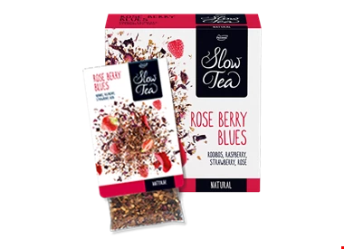 Abbildung des Packshots des Jacobs Professional Produkt Slow Tea Rose Berry Blues, Früchtetee, 3 Packungen à 25 Beutel